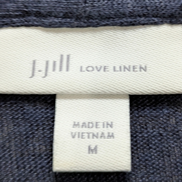J Jill Blue Sheer Lightweight Knit Open Cardigan Linen Sweater M - Picture 5 of 7